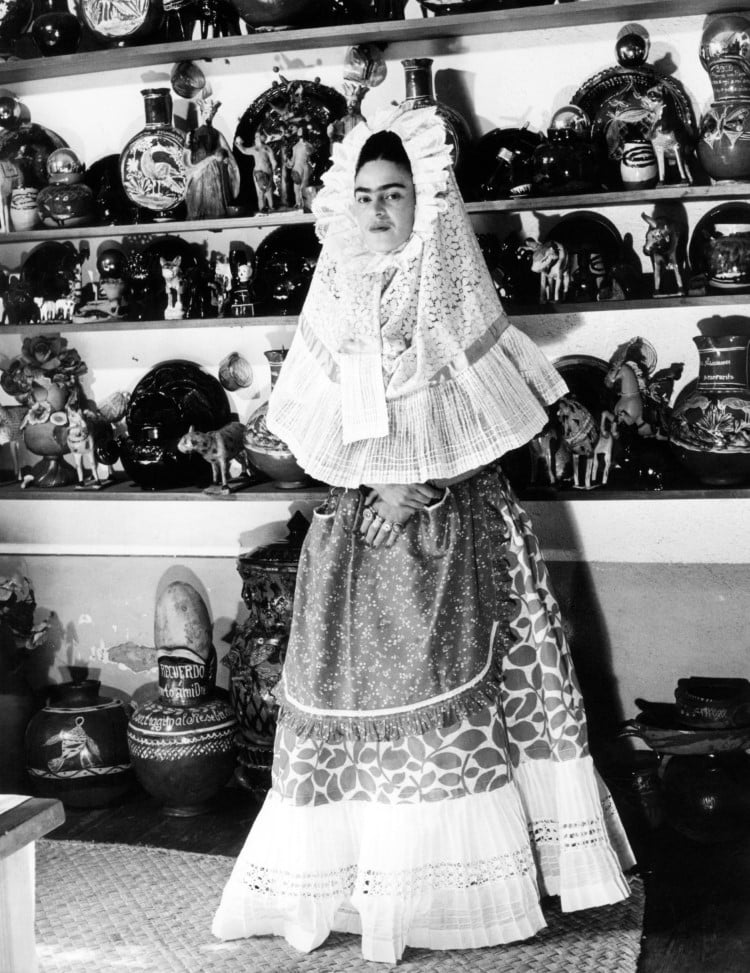 Frida Kahlo wearing a Tehuana dress